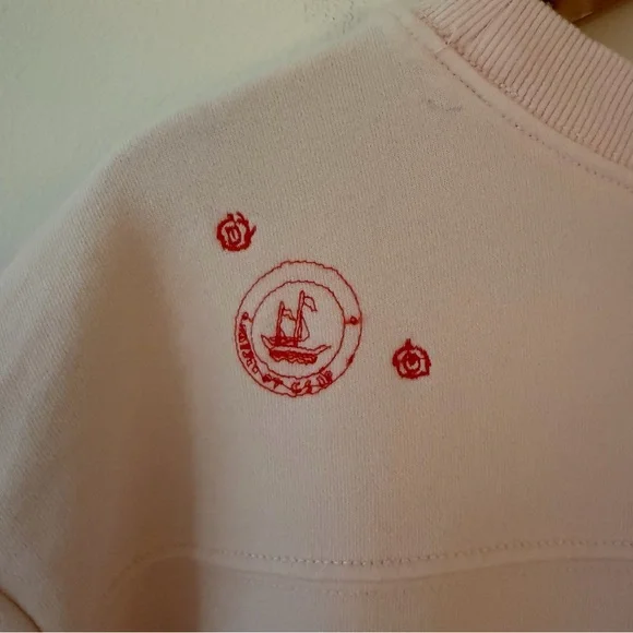Anthropologie By Anthropologie Embroidered Côte d'Azur Top Sweatshirt Pink XL - Picture 6 of 12